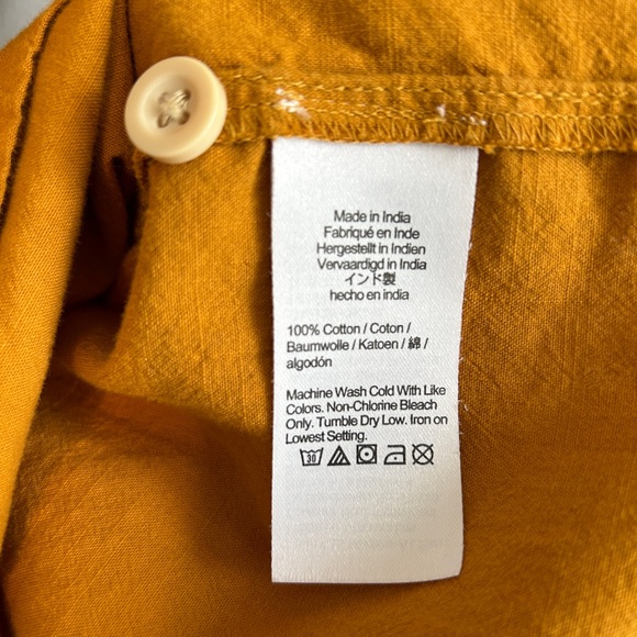 MADEWELL Pleated Flutter Sleeve Peplum Top in Vintage Gold, L - Picture 8 of 10